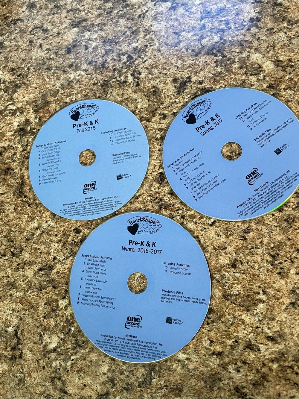 Lot of 3 HeartShaper Pre-K & K Sunday School Curriculum CDs 2015-2017 Loose